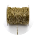 Flat cross chain link on spool in golden finish for DIY necklace and bracelet crafting - Antique Gold
