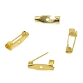 Set of four gold-plated safety pins and metal brooch bases for DIY jewelry making - 15mm (50 Pieces/Pack) / Gold