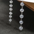 Faceted crystal glass bead tassel earrings with silver metal chain for jewelry DIY - 4mm Width / Transparent Crystal-White K Chain