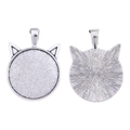 Cat ear alloy pendant base for DIY jewelry making in antique silver finish - Antique Silver