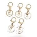 Set mit 5 goldenen Karabinern mit flachen Spaltringen und Drehgelenken für Schlüsselanhänger - Achterverschluss Stil / Gold