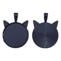 Detail of black cat-ear alloy pendant base showing front tray and textured back - Matte Black