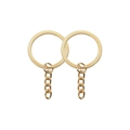 Polished bright gold metal keychain rings with chain links for DIY doll accessories - 30mm OD + 4-Link Chain / 4.7g / KC Gold