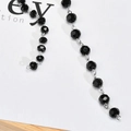 DIY jewelry chain featuring black faceted crystal beads and silver metal connectors - 4mm Width / Black Crystal-White K Chain