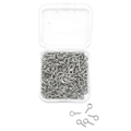 Silver eye pins set in a transparent storage box for DIY jewelry making and crafts - 300pcs / Antique Silver