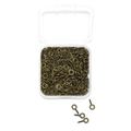 DIY jewelry kit with antique bronze screw eye pins in a clear plastic organizer box - 300pcs / Bronze