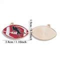 Ciondolo rugby con silhouette di atleta in smalto rosso e bianco e retro dorato lucido - Stile Silhouette Atleta che Corre (A7-482)