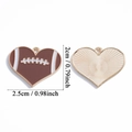 Ciondolo a cuore football americano in smalto marrone con retro dorato e motivi a raggiera - Stile Football a Forma di Cuore (A7-483)