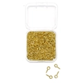 Golden eye pin screws set in clear plastic storage box for DIY jewelry making - 300pcs / Gold