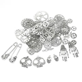 DIY antique silver steampunk gear and skull charm set for vintage jewelry making - Mixed Antique Silver Style / 140g Pack (Approx. 92 Pieces) / Antique Silver