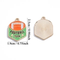 Ciondolo per squadra di football in smalto arancione e verde con bordi dorati e metallo - Stile con Testo Squadra di Football (A7-484)