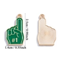 Ciondolo smaltato verde a forma di dito #1 in finitura dorata per gioielli fai-da-te - Stile Dito Numero Uno Verde (A7-485)