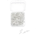 Silver screw eye pins for jewelry making in a transparent storage box for DIY crafts - 300pcs / Bright Silver