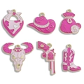 Pink enamel western cowboy charms set including hat, boot and bull skull for DIY jewelry - 6-Piece Full Set (1 Each of 6 Styles) / Pink