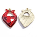 DIY enamel western cowboy scarf pendant with red heart patterns and gold-plated alloy back - Heart Scarf (A8-043) / Red