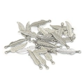 Retro feather shaped alloy pendants for DIY jewelry making in antique silver finish - Antique Silver