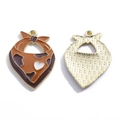 Brown western cowboy drip oil heart pendant with white center for DIY jewelry making - Heart Scarf (A8-043) / Brown