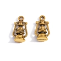Par de colgantes vintage de linterna dorada de aleación para creación de joyas artesanales - Estilo Oro Antiguo
