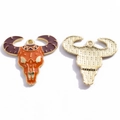 Orange tribal style bull skull alloy pendant with golden finish for DIY jewelry - Bull Skull (A8-044) / Brown