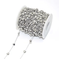 Silver plated chain with 3D heart beads on spool for DIY jewelry making and crafts - Silver-tone Heart Charm Chain
