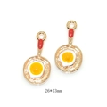 Golden alloy fried egg pan pendants 26x13mm for DIY jewelry making and necklace crafts - Frying Pan Fried Egg Style (A2-292)