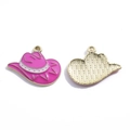 Rose pink enamel cowboy hat charm with gold plating for DIY jewelry making - Cowboy Hat (A8-045) / Pink