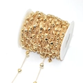Golden DIY jewelry chain roll with 3D heart-shaped charms and polished metal finish - KC Gold Heart Chain
