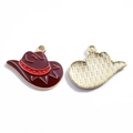 Cowboy hat alloy pendant with deep red oil drip finish for DIY jewelry crafting - Cowboy Hat (A8-045) / Red