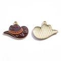 Brown enamel cowboy hat charms in gold finish for DIY necklace and bracelet jewelry - Cowboy Hat (A8-045) / Brown