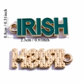 Green enamel IRISH letter pendant with gold metal backing for DIY jewelry making - IRISH Letter Solid Color (A8-024)