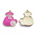 Pink and gold dollar sign money bag charm for DIY jewelry making and necklaces - Money Bag (A8-048) / Pink