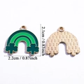 Regenboog klaver hanger met groen emaille en goudkleurige afwerking voor sieraden - Regenboog Klaver Effen Kleur (A8-027)