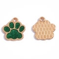 Cute paw charms with green glitter filling and rose gold plating for DIY jewelry - 17*16mm / Gold Base Glitter Green