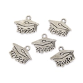 Five vintage silver 2022 graduation cap charms for DIY jewelry making and DIY crafts - Antique Silver 2022 Graduation Cap