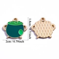 Groene emaille toverketel DIY hanger met goudkleurige rand voor feestelijke sieraden - Heksenketel Effen Kleur (A8-030)
