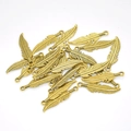 Golden feather alloy pendants for DIY jewelry making with realistic vein texture details - Antique Gold