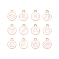Detailed set of 12 zodiac charms in gold alloy and white enamel for DIY jewelry - Aries / Enamel Marble White