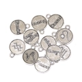 Silver-color vintage zodiac pendants with engraved symbols for DIY jewelry making - Aries / Antique Silver
