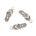 Three silver alloy flip-flop charms for DIY jewelry pendants and necklace accessories - Antique Silver / 21*8mm / 1.08g