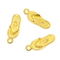 Three gold flip-flop alloy pendants for DIY necklace jewelry making on white background - Imitation Gold Color / 21*8mm / 1.08g