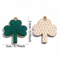 Groene glitter klaver hanger voor DIY sieraden met goudkleurige metalen rug - Groot Klavertje Glitter (A8-033)