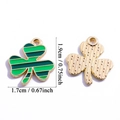 Groene emaille klavertje vier hanger met goudkleurige afwerking voor DIY sieraden - Gestreepte Klaver Effen Kleur (A8-035)