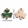 Groene glitter klaver hanger in goudkleur voor DIY sieraden met maataanduidingen - Gestreepte Klaver Glitter (A8-035)