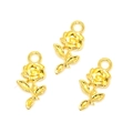 Detailansicht von drei Vintage-Rosenanhängern aus Legierung für DIY-Schmuckherstellung - Gold