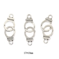 Retro silver alloy handcuffs connectors with Freedom engraving for DIY jewelry, 17x10mm - Small Handcuff Style (17*10mm)