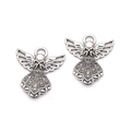 Antique silver angel charms with hollow wings for DIY jewelry making and craft projects - Antique Silver