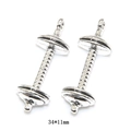 Antique silver dumbbell charms in alloy for DIY jewelry making, 34x11mm size - A0-206-antique Silver/34*11mm/4.8g