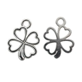 Retro silver clover alloy charms for DIY necklaces and bracelets in a set of two pieces - 17*13mm / Bright Silver