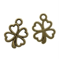 Antique bronze four-leaf clover charms with hollow heart design for DIY jewelry making - 17*13mm / Antique Bronze
