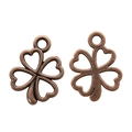 Vintage bronze four-leaf clover alloy pendant for DIY handmade jewelry and necklaces - 17*13mm / Antique Red Copper